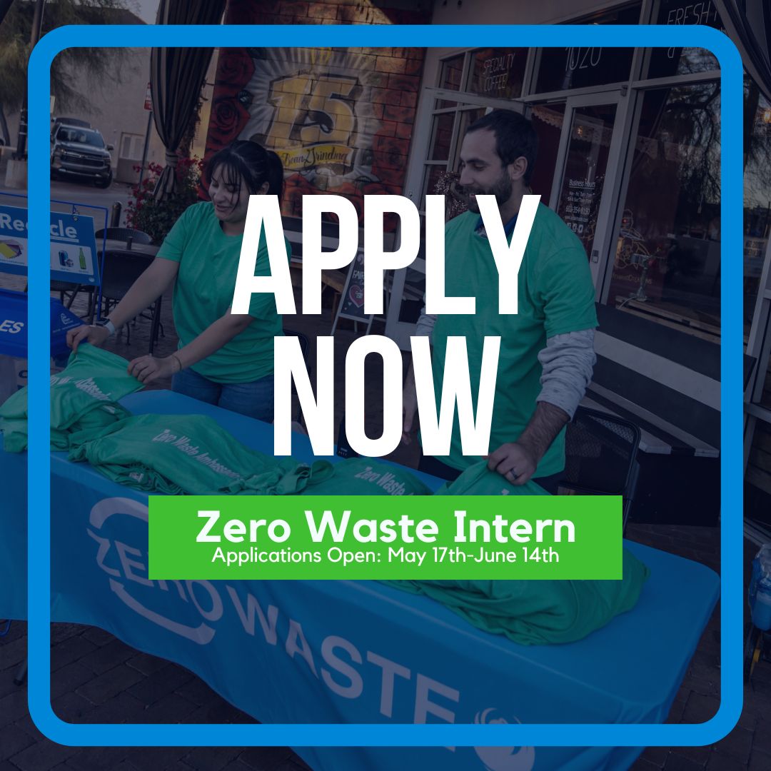 The words 'Apply Now' in front of a picture of Zero Waste Specialists