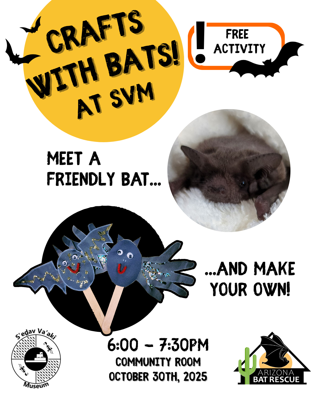 Poster of Bat Craft Night at SVM with AZ Bat Rescue