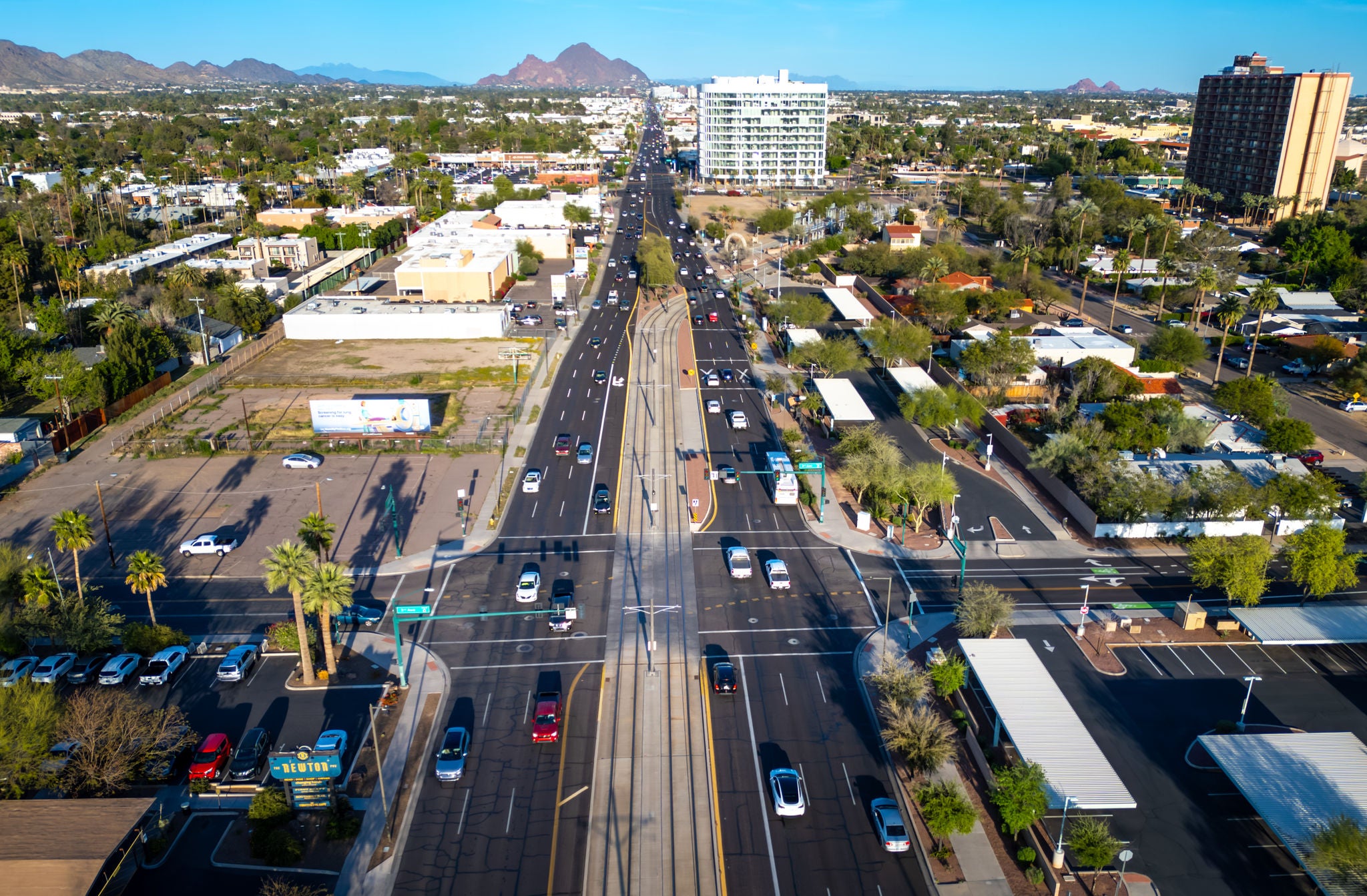 Aerial view of a Phoenix area street