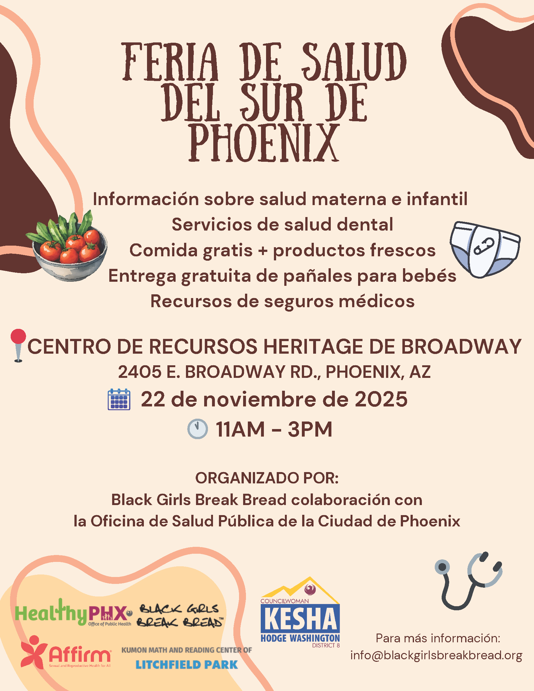 Flyer for South Phoenix Health Fair in Spanish