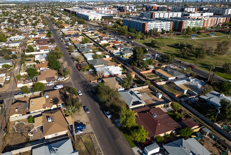 An aerial view of a Phoenix neighborhood