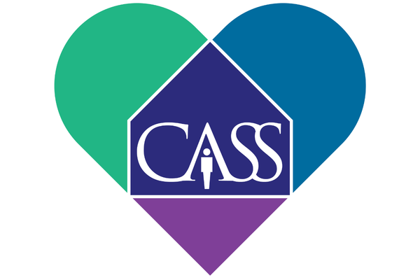 CASS logo a purple green and blue heart with an outline of a house and CASS written inside