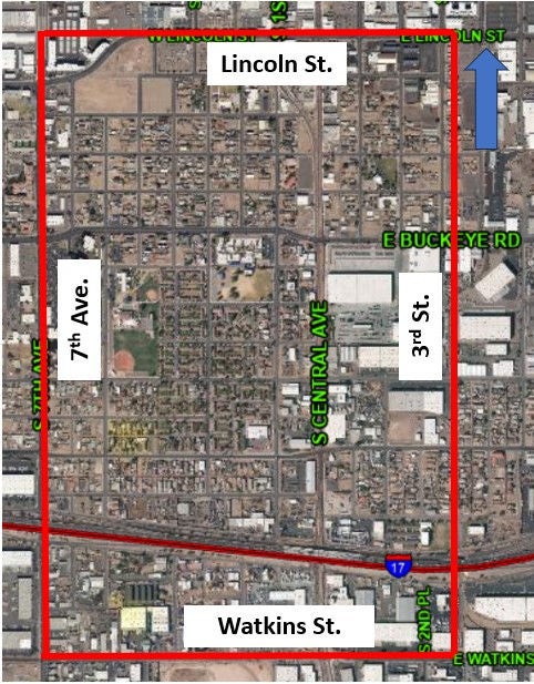 Boundary map of the South Downtown Neighborhoods mobility area
