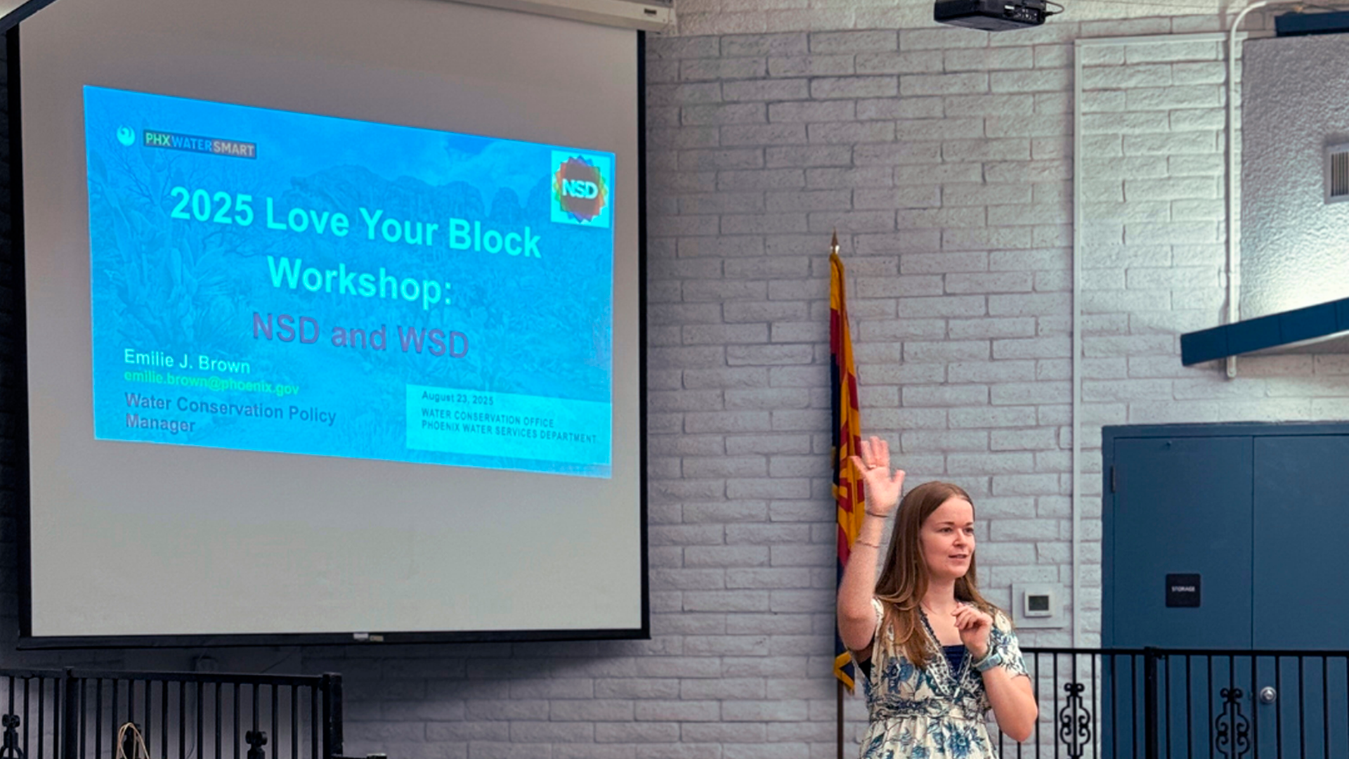 Phoenix employee talking to group