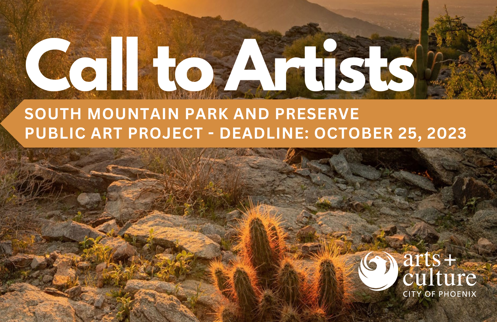 Call to Artists - South Moutain Parks and Preserve Public Art Project - the deadline to apply is October 25, 2023