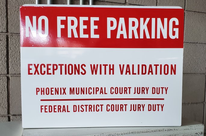 Juror No Free Parking Sign
