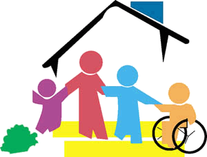 Equal Housing illustration depicting different color people holding hands 