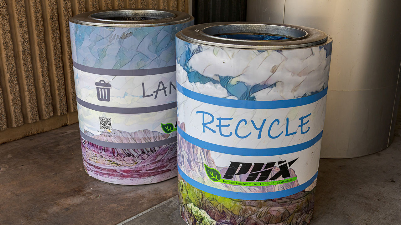 Recycling cans at PHX.