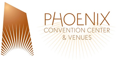 Phoenix Convention Center & Venues logo with a gold sunburst design and bold text: Phoenix Convention Center & Venues