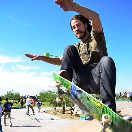 Skateboarder at skate park