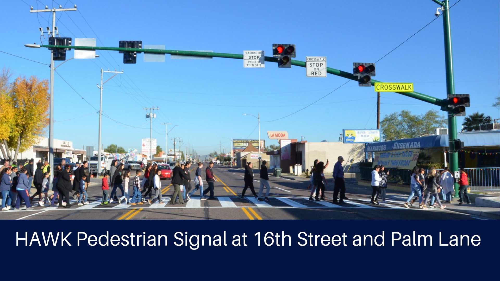 HAWK Pedestrian Signal at 16th St and Palm Ln
