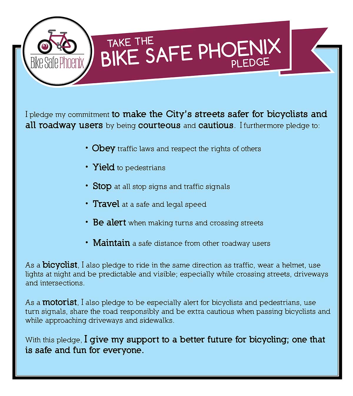Bicycle Safety pledge illustration