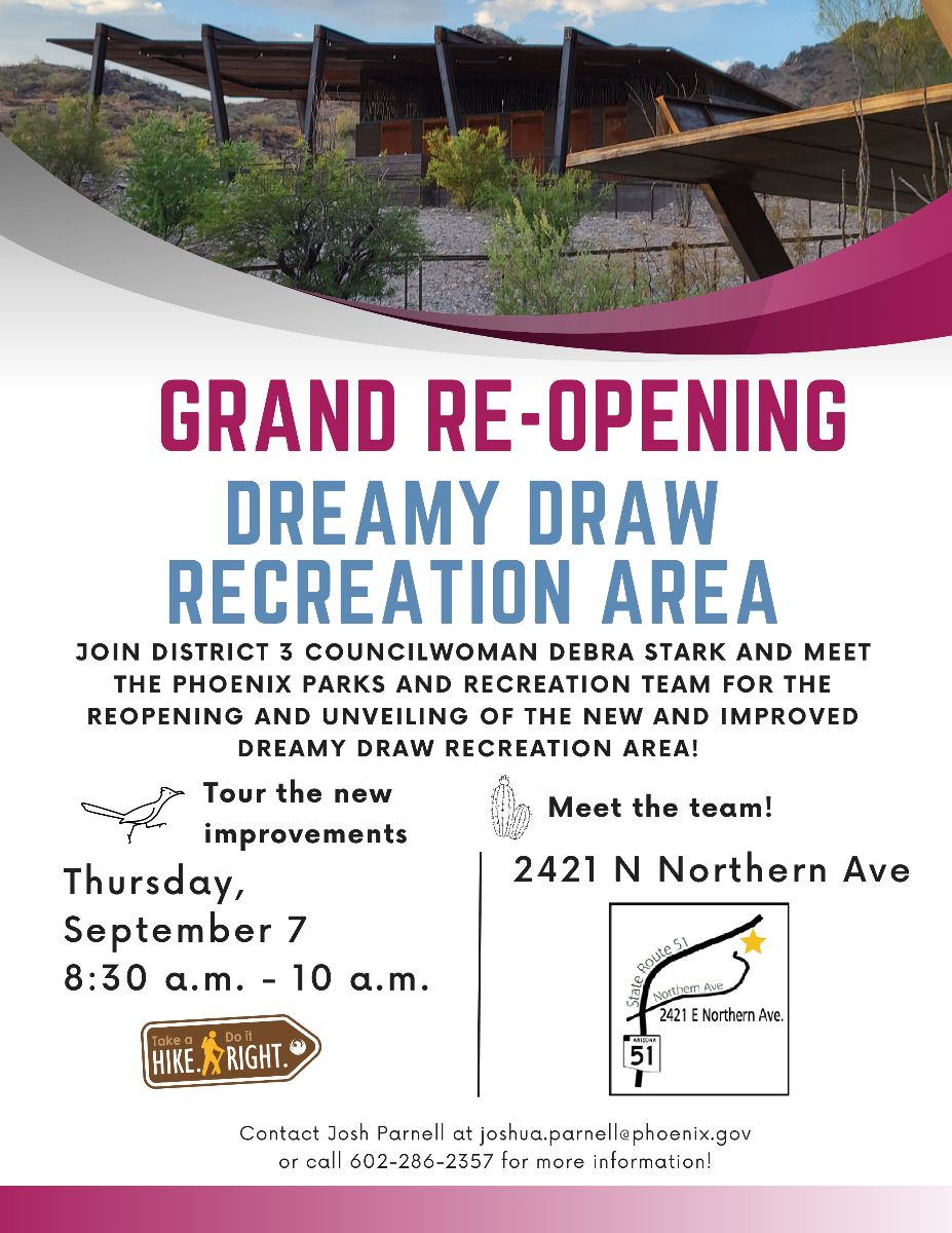 Graphic for re-opening of Dreamy Draw Recreation Area