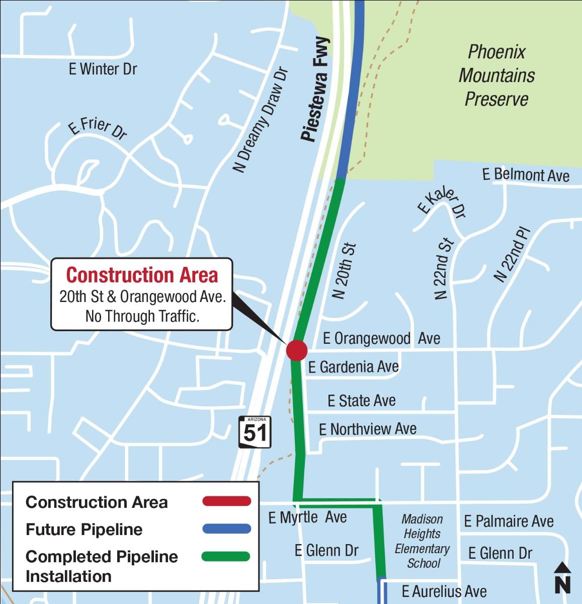 map of Orangewood Ave construction 