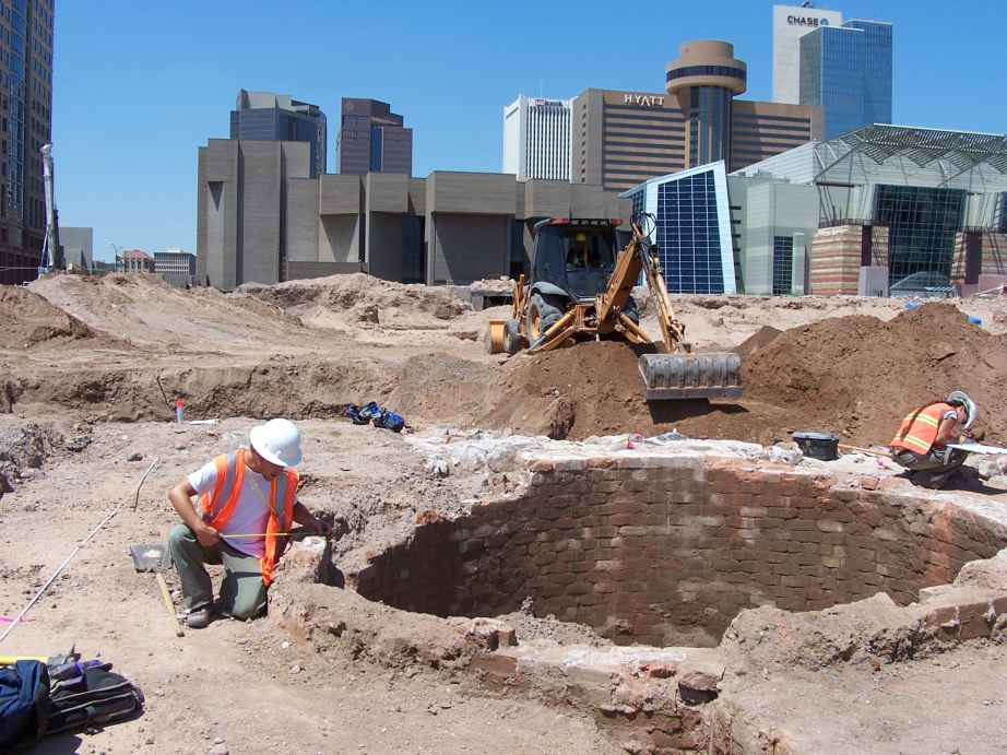 Photograph of archaeological excavation in downtown Phoenix.
