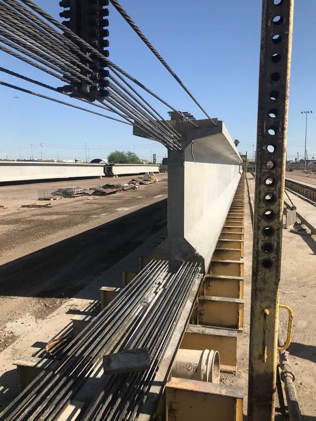 Concrete girders reinforced with rebar manufactured locally in Phoenix